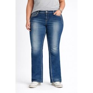 Silver Jeans Co Aiko Mid Slim Dark Wash Straight Leg Jeans Size 22  L29